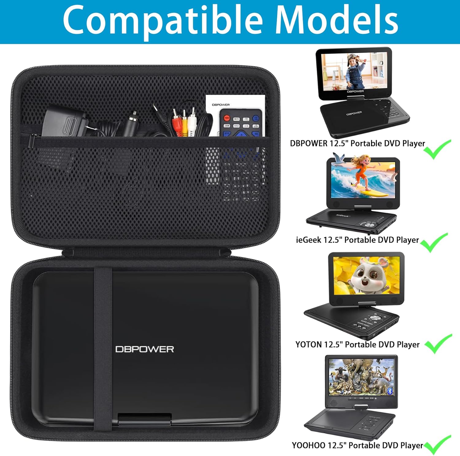 Khanka Hard Travel Case Replacement for DBPOWER 11.5" / 12" Portable DVD Player, Case Only (Black) - Image 6