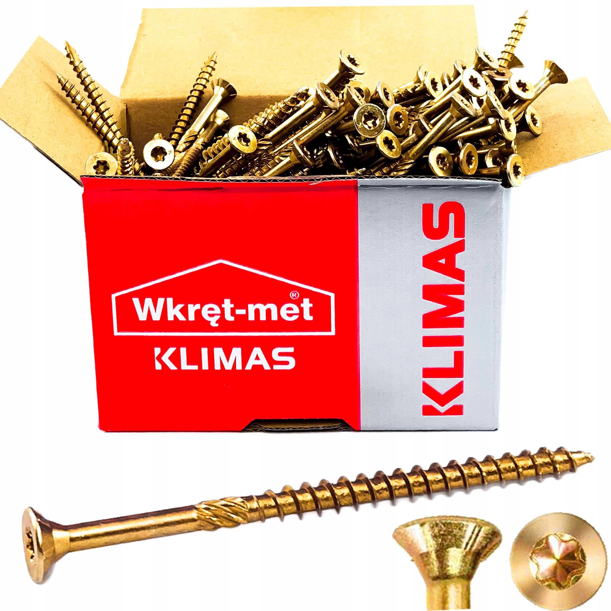 KLIMAS Tornillos de cabeza avellanada TX30, 100 unidades, 6,0 x 260 mm, todos los tamaños