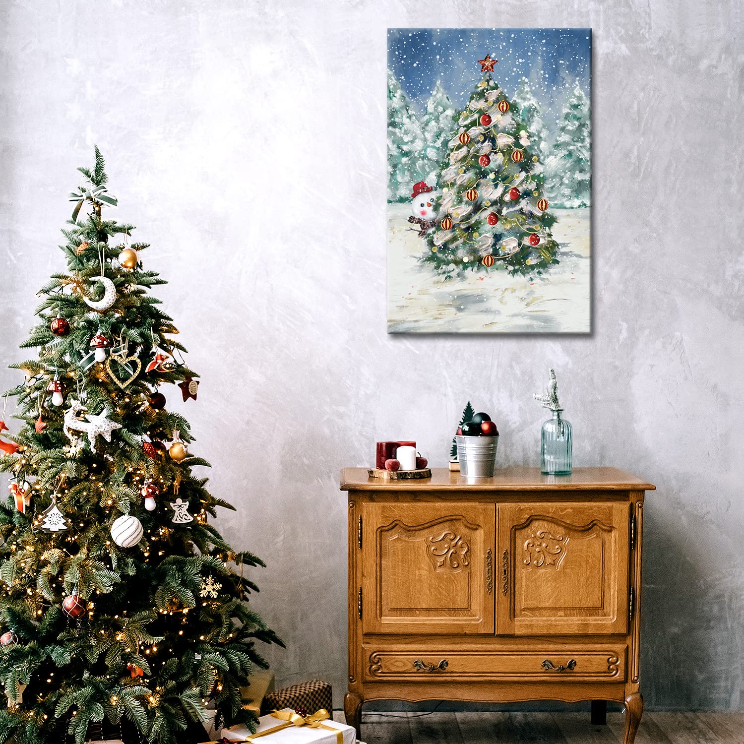 油彩画　Xmas tree 油彩画 Xmas tree ZXHYWYM Christmas Wall Art Prints Christmas