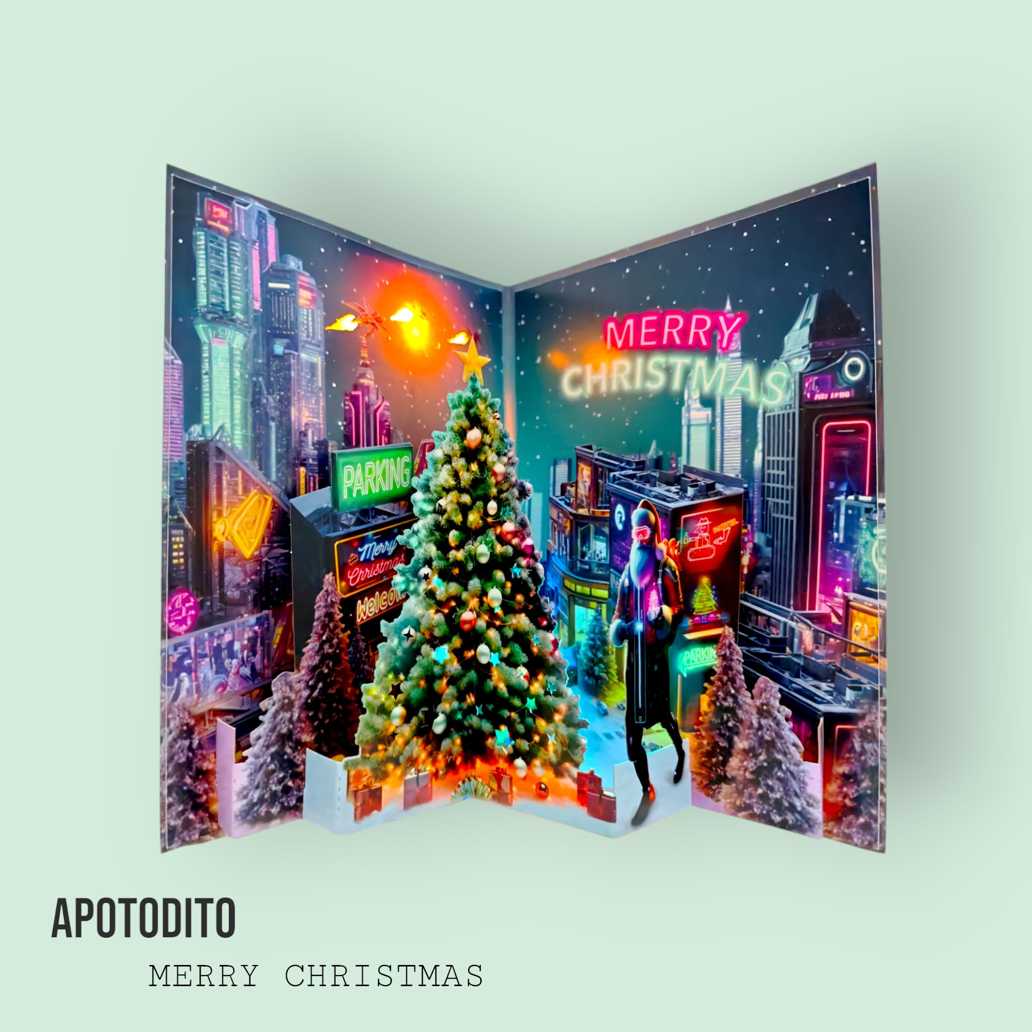 APOTODITO Tarjetas musicales de Navidad, tarjetas de Navidad únicas con música y luz, regalo Navidad, vacaciones, Año Nuevo, para mujeres, hombres, niños, familia, amigos, niños.
