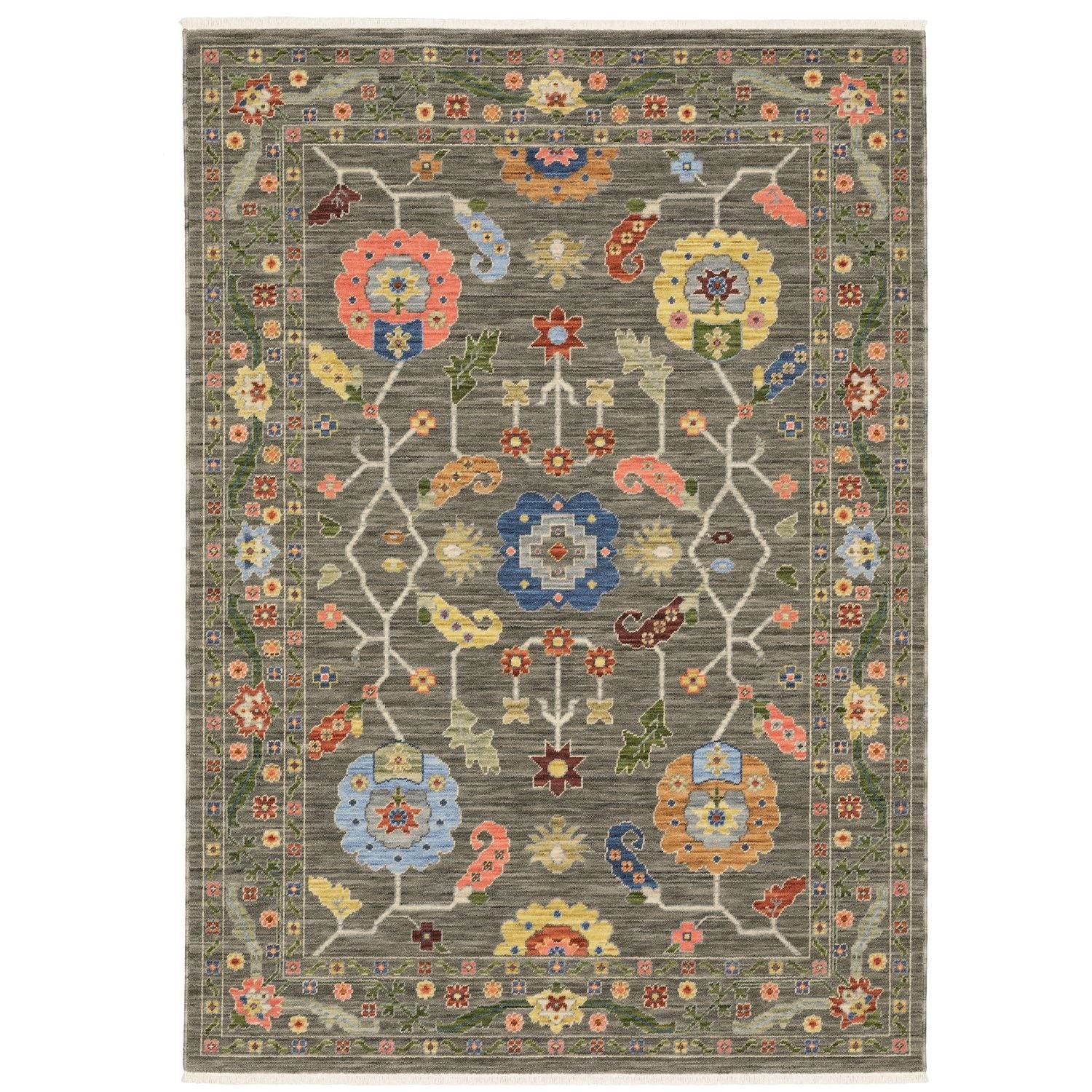 Lucca Traditional Rug 5506K in Grey Rectangle 5' 2" X 7 ' 8"