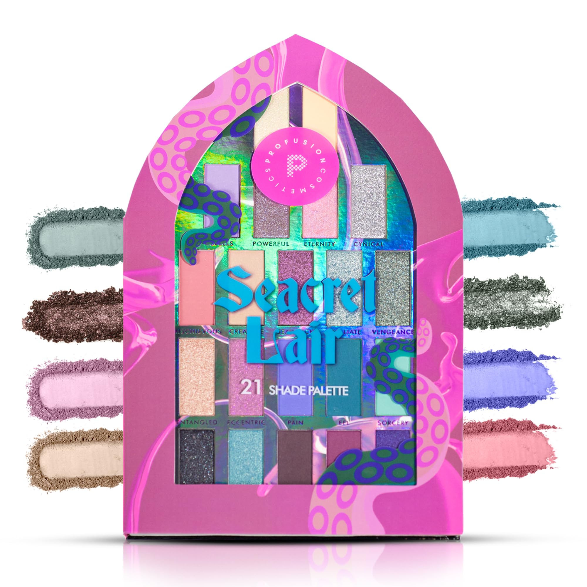 Seacret Lair 21 Shades EyeShadow Palette - Highly Pigmented Shades with Multi-Finish Textures, Long-Wearing & Blendable, Versatile Makeup Palette for Wedding, Party & Casual Looks