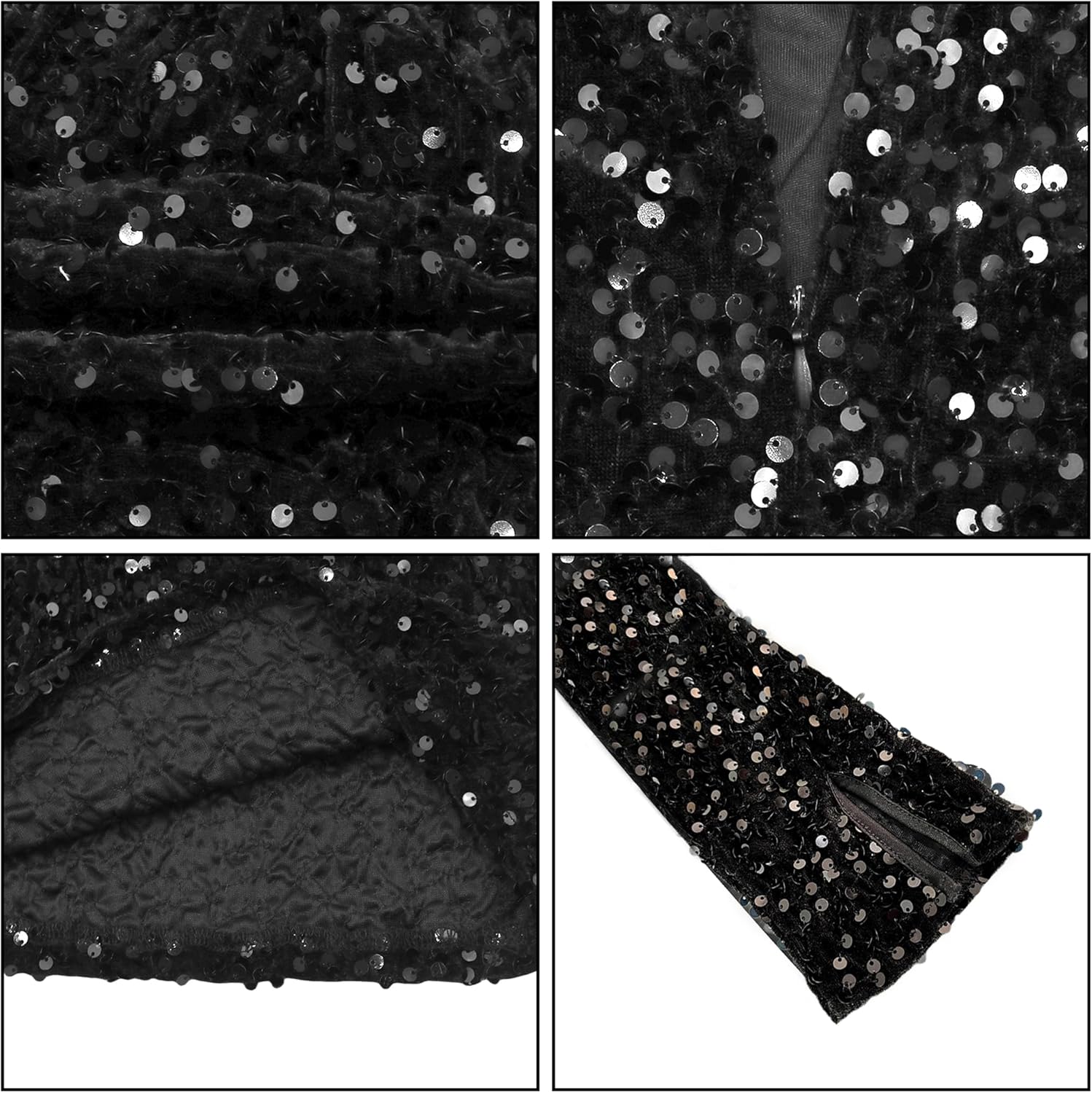 BOLLEY JOSS Women's Sequin Mini A Line Dress Elegant Sparkly Long Sleeves Evening Dress Low Cut Prom Party Homecoming Dresses - Image 5