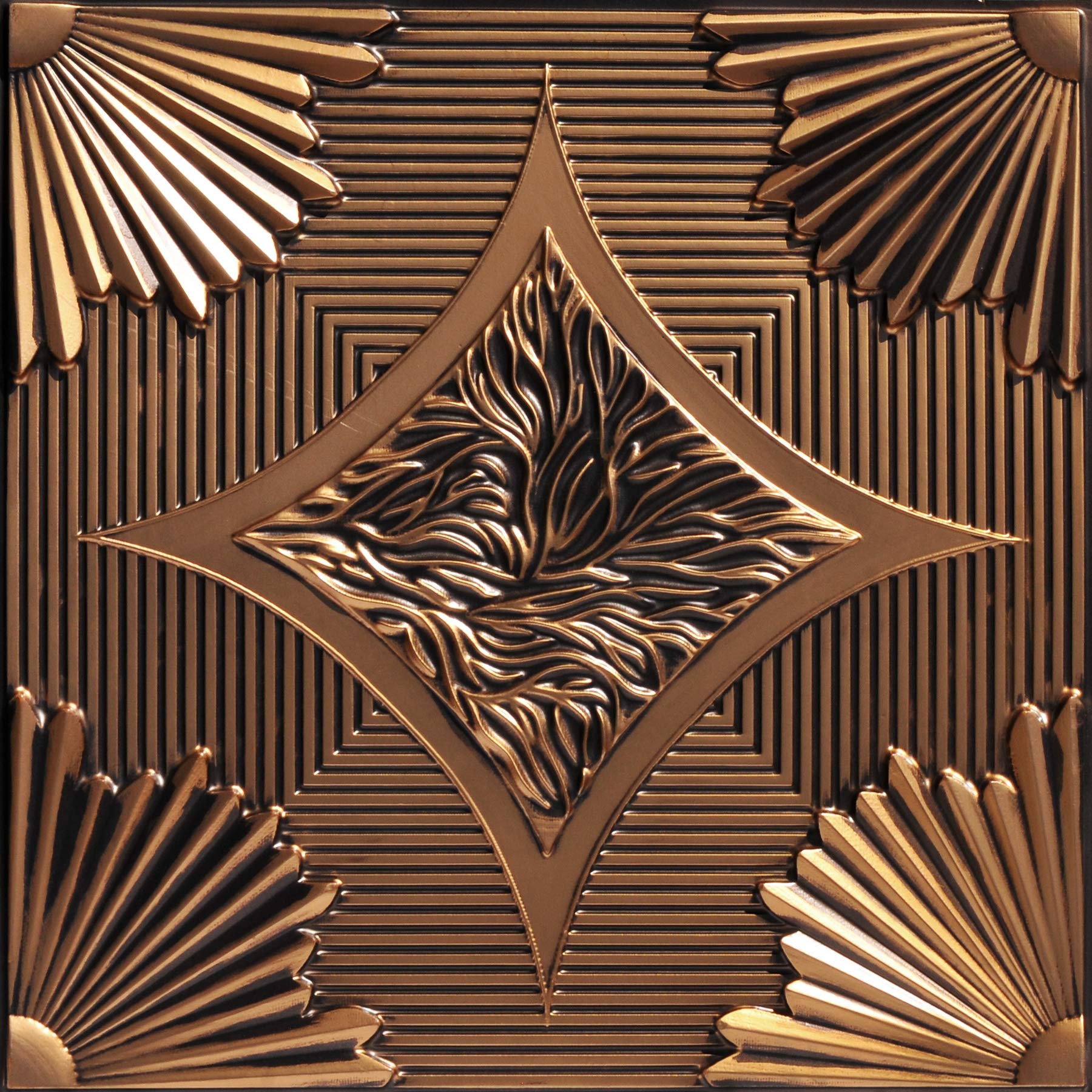 Photo 1 of From Plain To Beautiful In Hours 201 Sunset Boulevard PVC 2' x 2' Lay-in or Glue-up Ceiling Tile, Pack of 25, Antique Gold, 25 Piece Pack of 25 Antique Gold