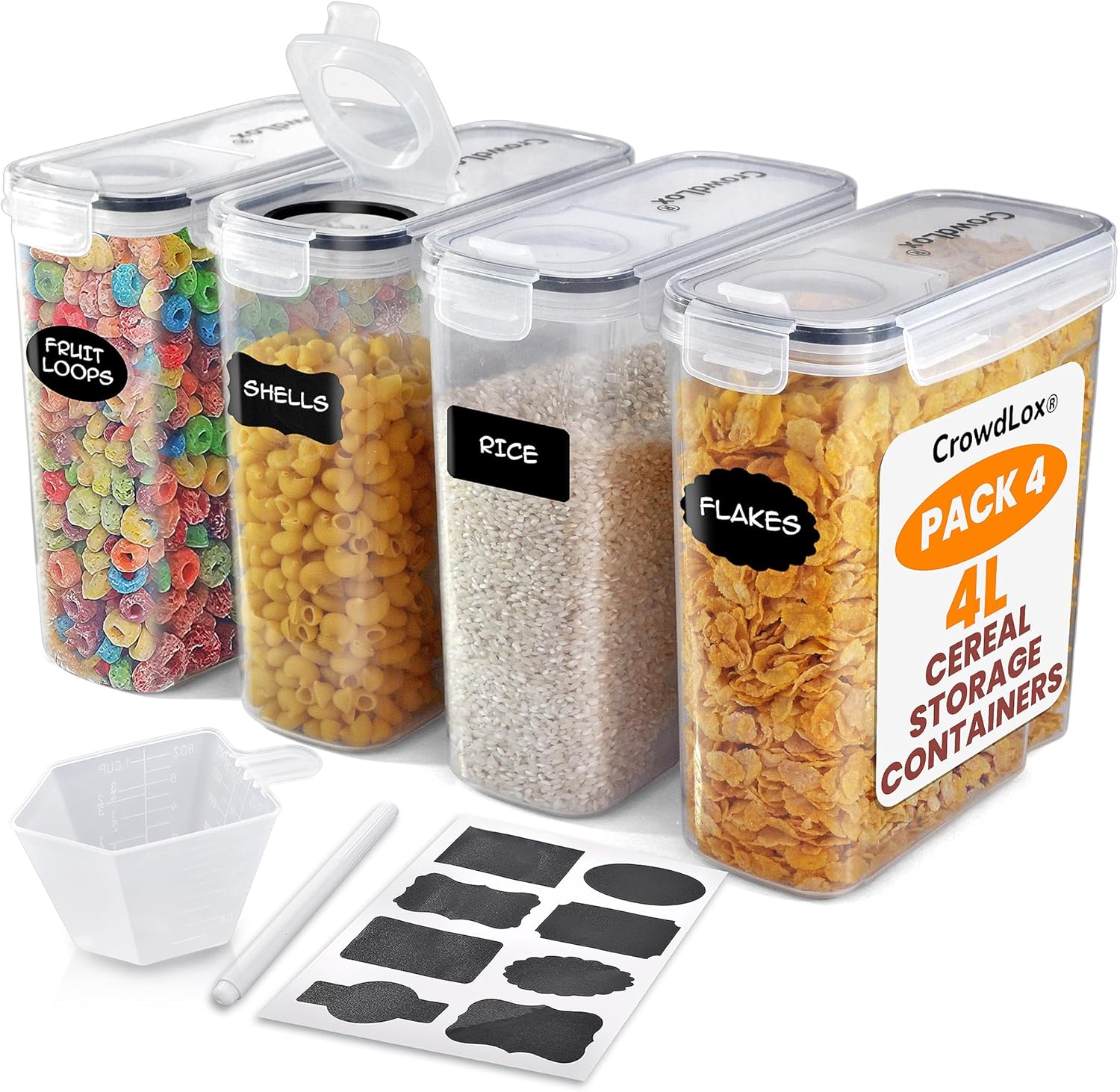 CrowdLox Cereal Storage Containers 4L Food Grade and BPA Free ...