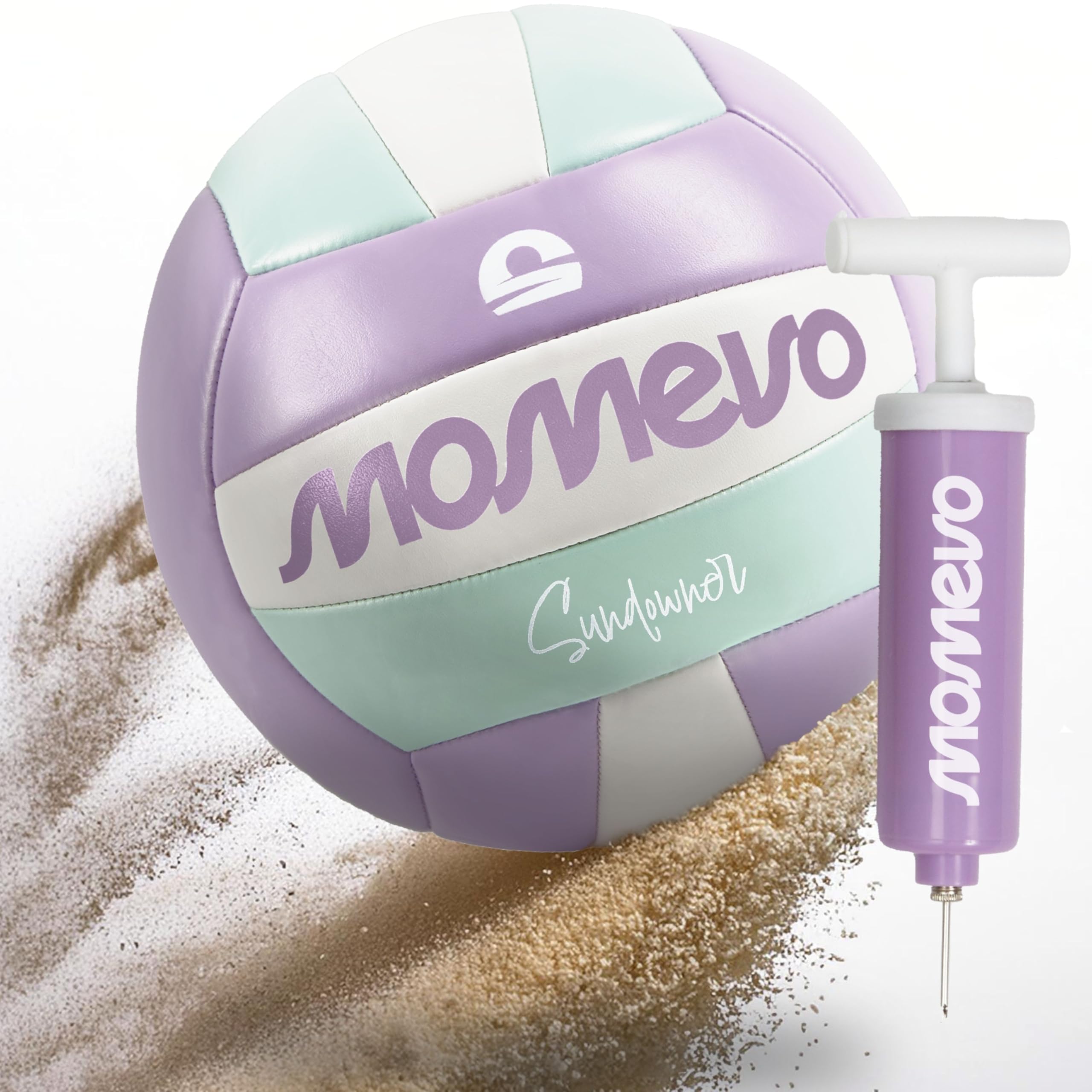Sundowner Pallone Pallavolo - Pallone Beach Volley, Set con pompa per palloni, misura ufficiale 5, superficie morbida, ideale come regalo