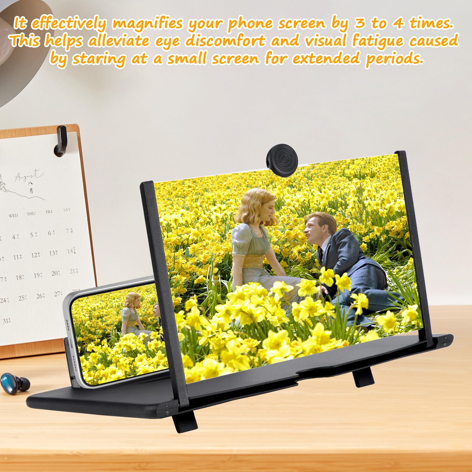 Amplificatore schermo cellulare, Lente Ingrandimento Smartphone 12" HD Schermo Ingranditore pieghevole Lente d'ingrandimento per tutti gli smartphone per la visione di video