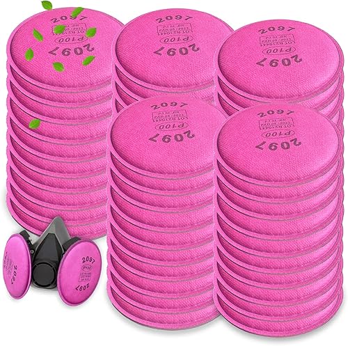 100 filtros 2097 para respirador 6000 6200 6800 7000 FF-4, filtros de partículas 2097 con filtro de capa de carbón activado, contra el polvo, corte