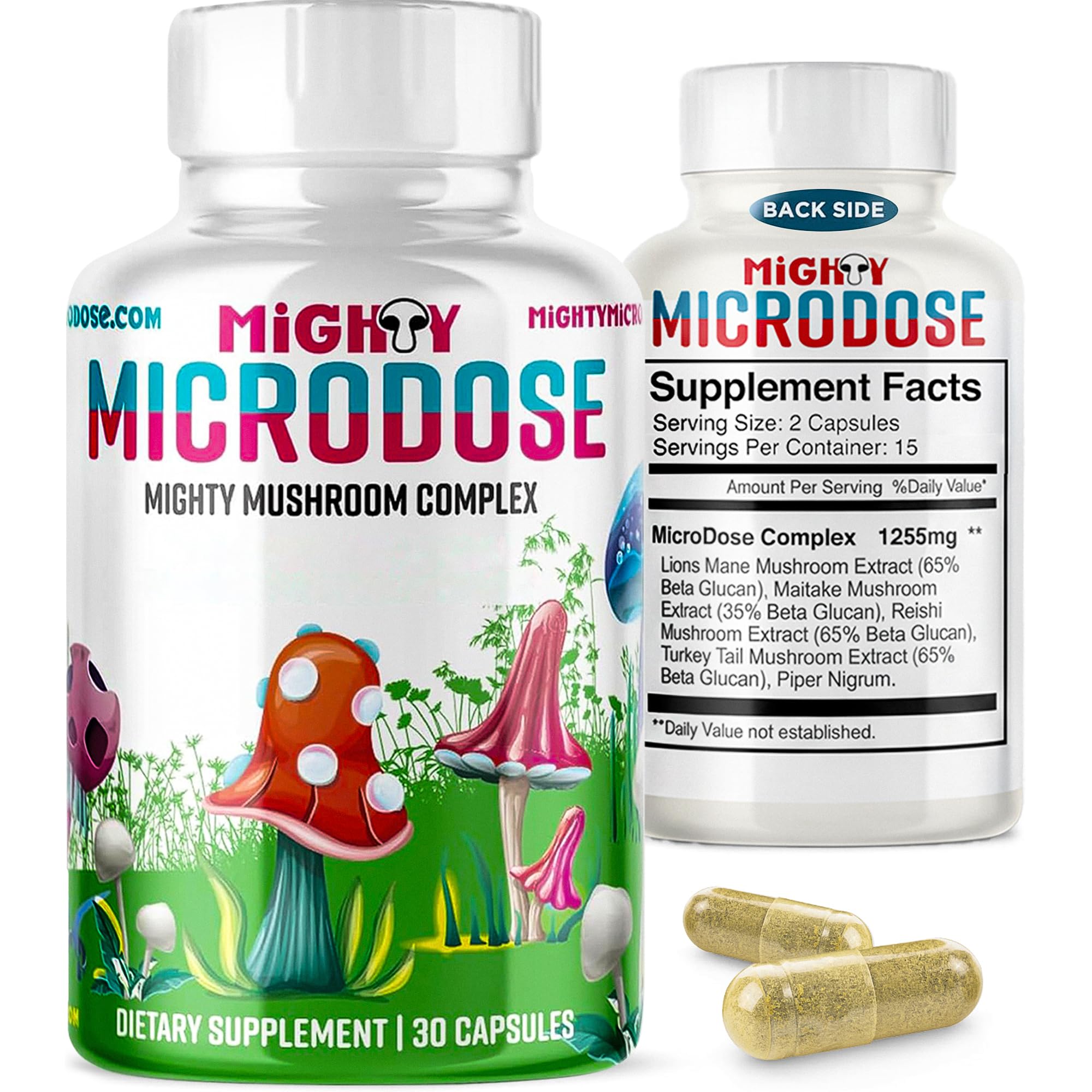 5-Mushroom Nootropic Blend - 30 Capsules, Turkey Tail, Reishi, Maitake Mushroom Extract with High Beta Glucan, & Lion Mane Mushroom Supplement Capsules, Functional Mushrooms Herbal Supplements