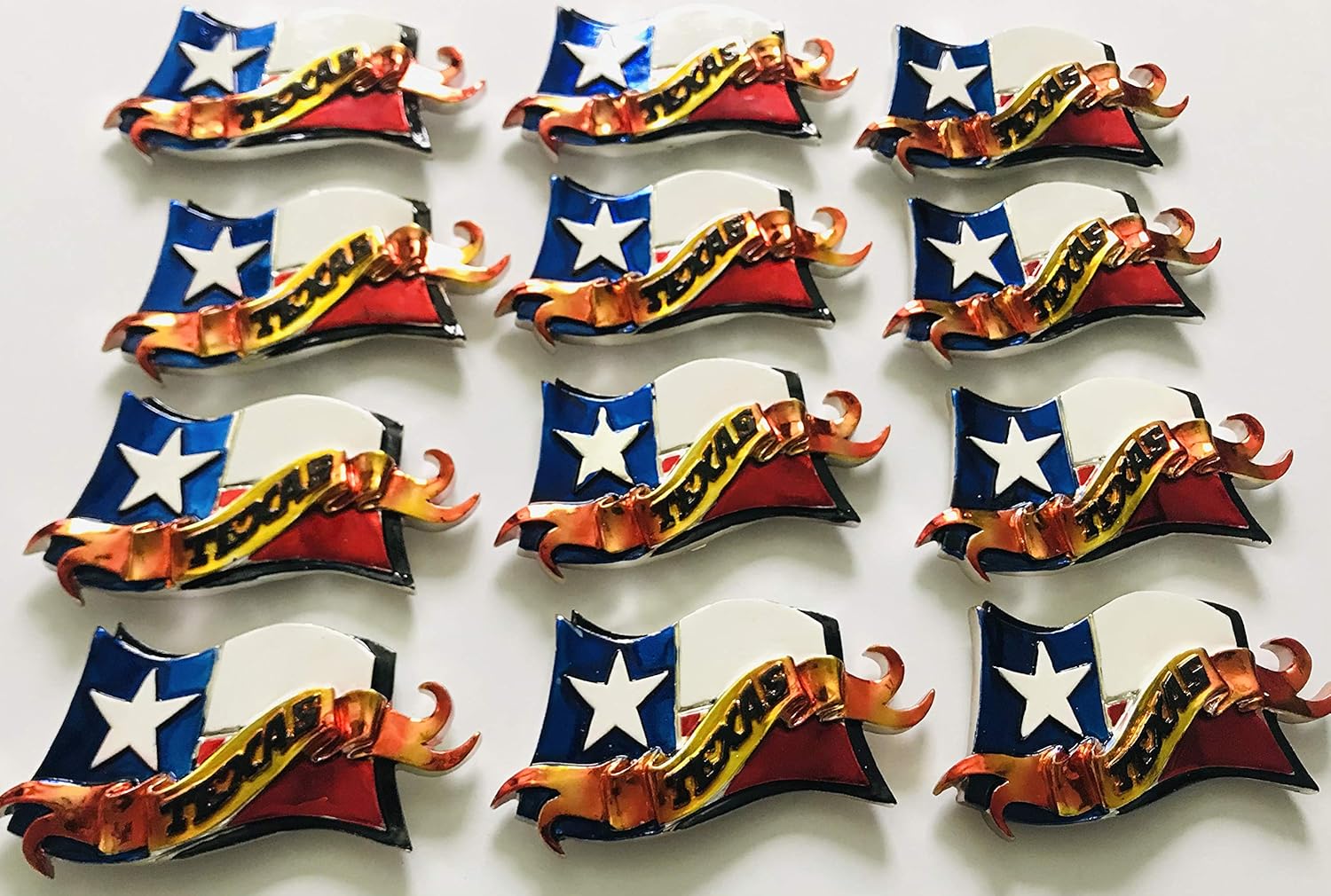 Texas Souvenir Fridge Magnets Set of 12 Pcs Bundle Pack - Texas Armadillo - Texas Flag - Texas Map with Alamo Design (Texas Flag Design)