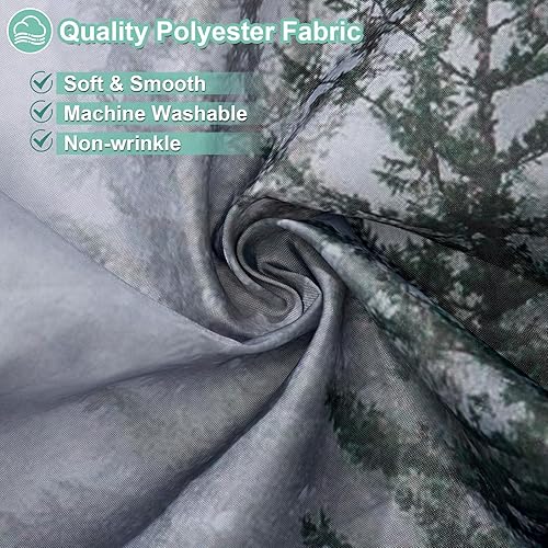 Miniatura 4 de ORTIGIA Cortina de ducha de 78 pulgadas para baño, juego de cortina de ducha de bosque natural con ganchos, cortina de baño decorativa con niebla