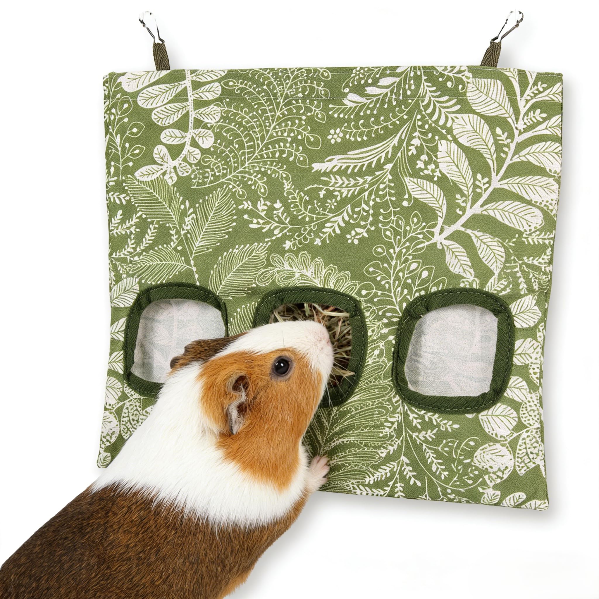Sac à foin pour lapins 2 mangeoires à foin 3 trous suspendre 33x27.9 cm lavable chinchillas hamsters petits animaux