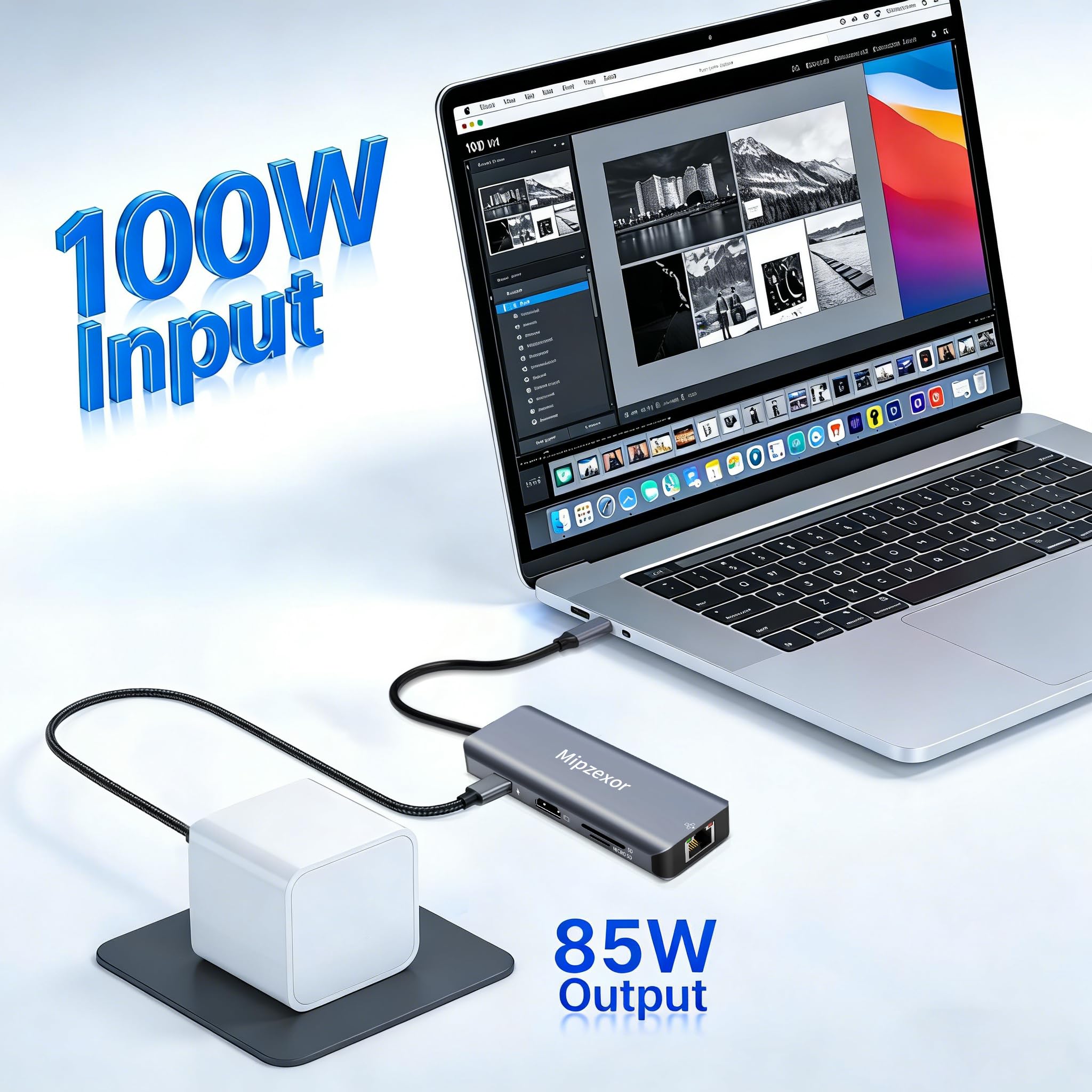 Stacja dokująca USB C 8 w 1 adapter USB C na hdmi gigabit ethernet 1 Gb/s koncentrator Ethernet 100 W zasilanie 3 x porty USB 3.0 czytnik kart SD/TF adapter Ethernet USB C do MacBooka Pro/Air Dell XPS