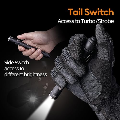 Miniatura 2 de RovyVon H3 Pro Pen Linterna recargable USB C, 600 lúmenes Super Bright Pen Light Linternas, doble fuente de alimentación, doble botones, batería