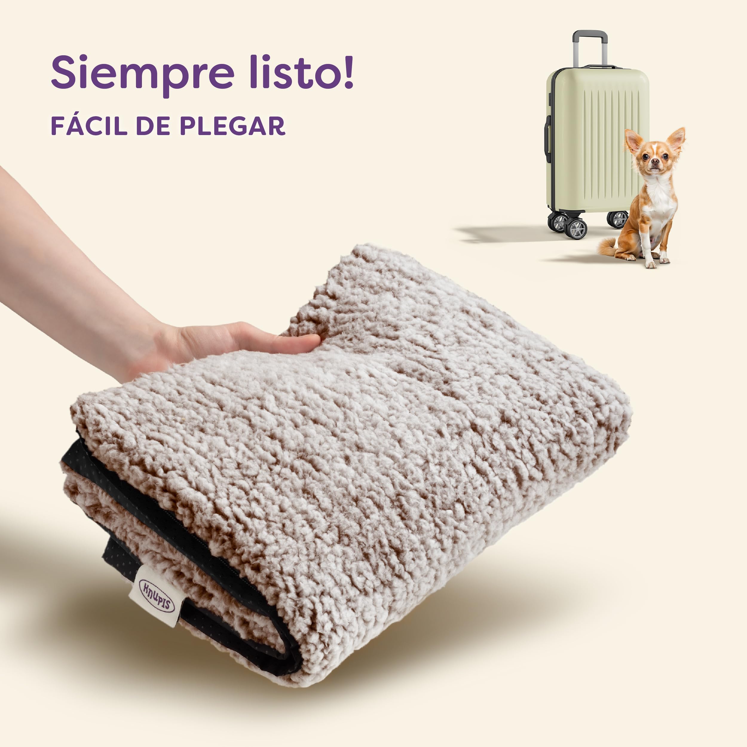 Knupis Manta Térmica Gatos & Perros 60x45cm - Manta Térmica Autocalentado Reducción de Ruido para Gatos y Perros Pequeños - Alfombra Calefactora -Funda Lavable - Estabilidad Reforzada (Marrón)