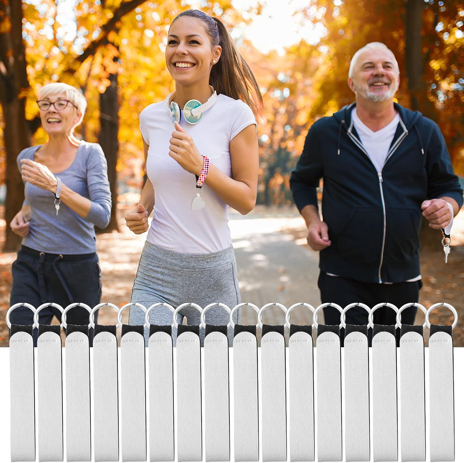 Outus Sublimation Wristlet Keychain Black Neoprene Wristlet Strap Sublimation Wrist Lanyard Keychain Holder for DIY Crafts Girls (30 Pieces) - Image 5