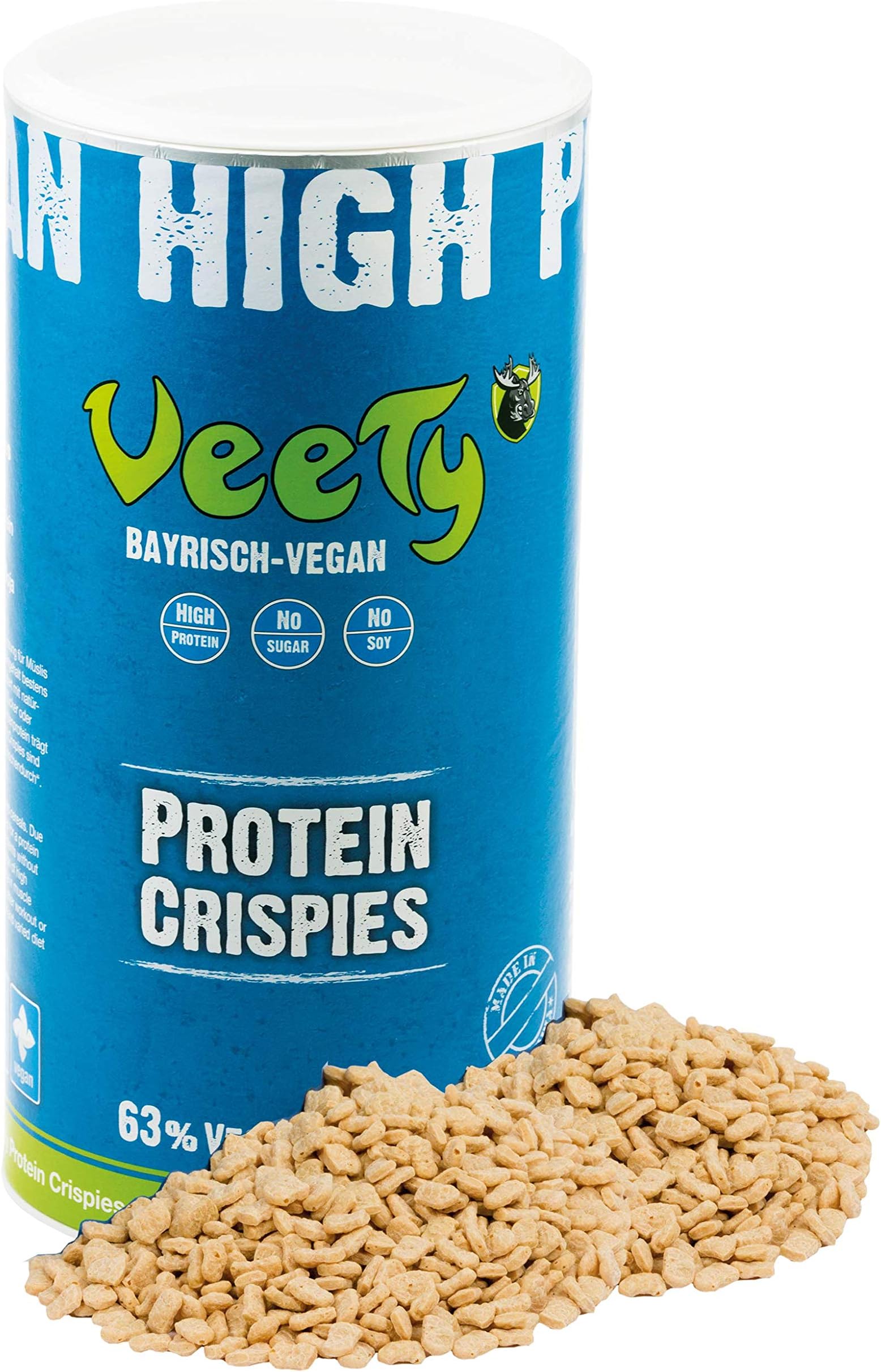 Veety Vegan Pea Protein Crispies | 63% Protein | Soy and Sugar Free | Made in Bavaria | 400g