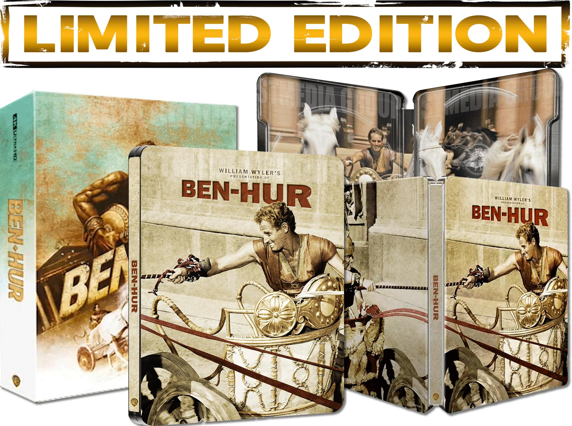 Ben-Hur (Limited Collector's Edition, Steelbook) [1959] [4K UHD + Blu-ray] [Region Free]