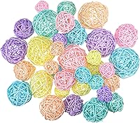 Vista 10 de Patelai 36 piezas de bolas de ratán decorativas en mimbre para jarrón, centros de mesa, cuencos, esferas, relleno para decoración del hogar, 4 Blanco
