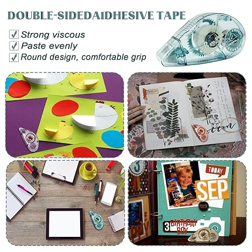 Miniatura 5 de Total 4 rodillos de cinta adhesiva de doble cara, sin ácidos y seguro para archivar, dispensador permanente de cinta adhesiva de doble cara para