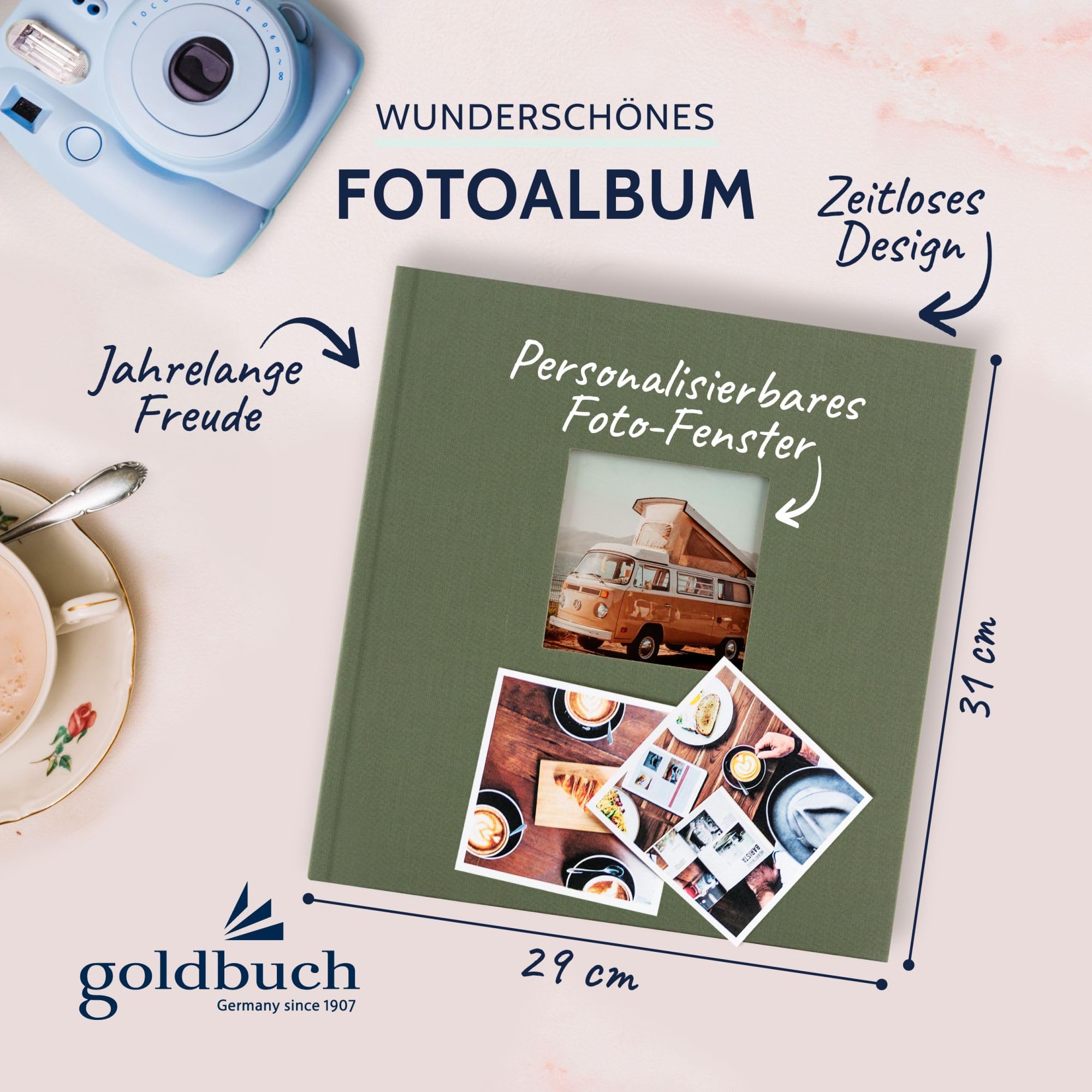 Image secondaire de Album Photo Bella Vista en Lin Vert - 60 Pages Noires pour Souvenirs Inoubliables