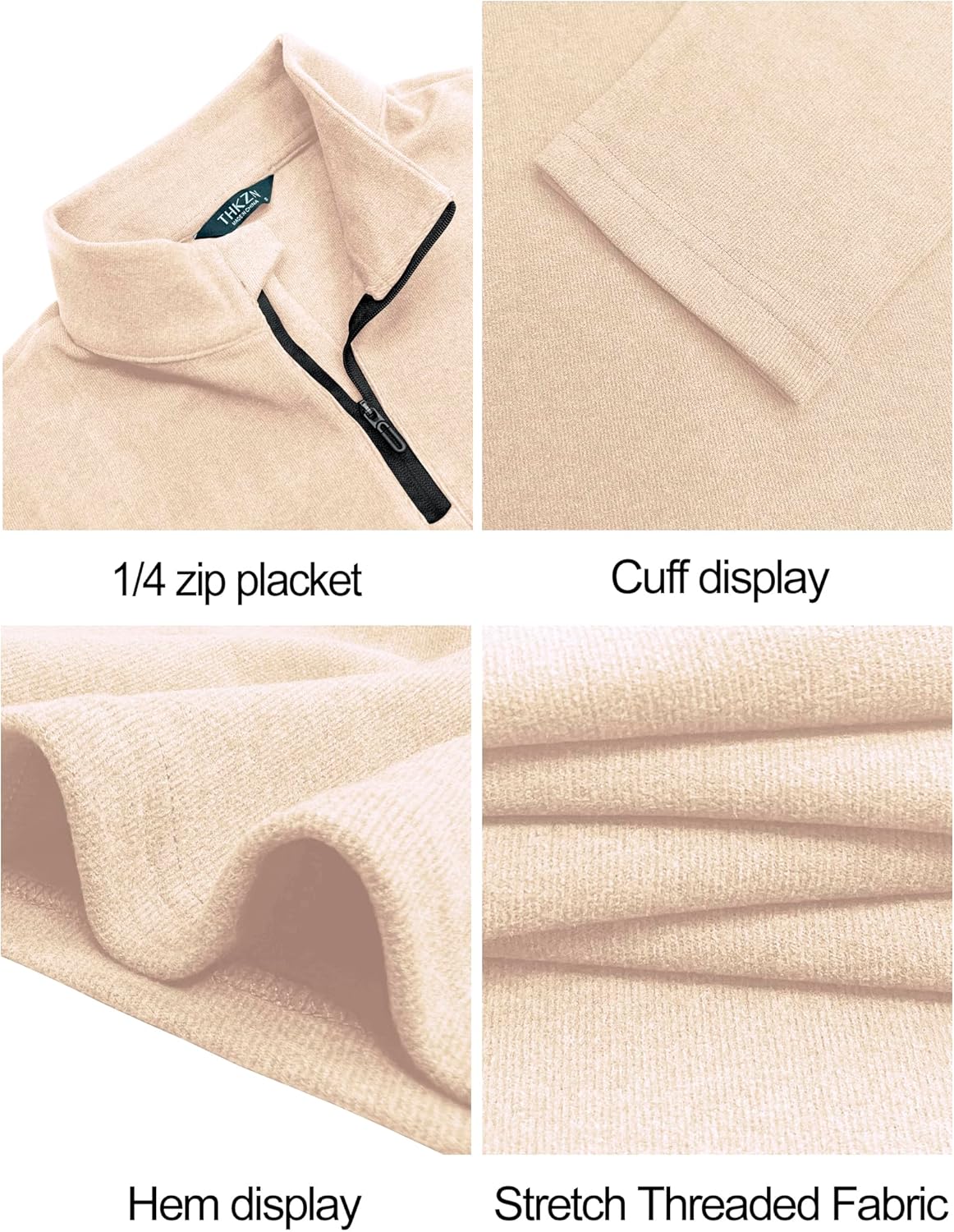 Men's Quarter Zip Pullover Fleece Lined Long Sleeve Golf Shirts for Men Thermal 1/4 Half Zip Sweatshirts - Image 6