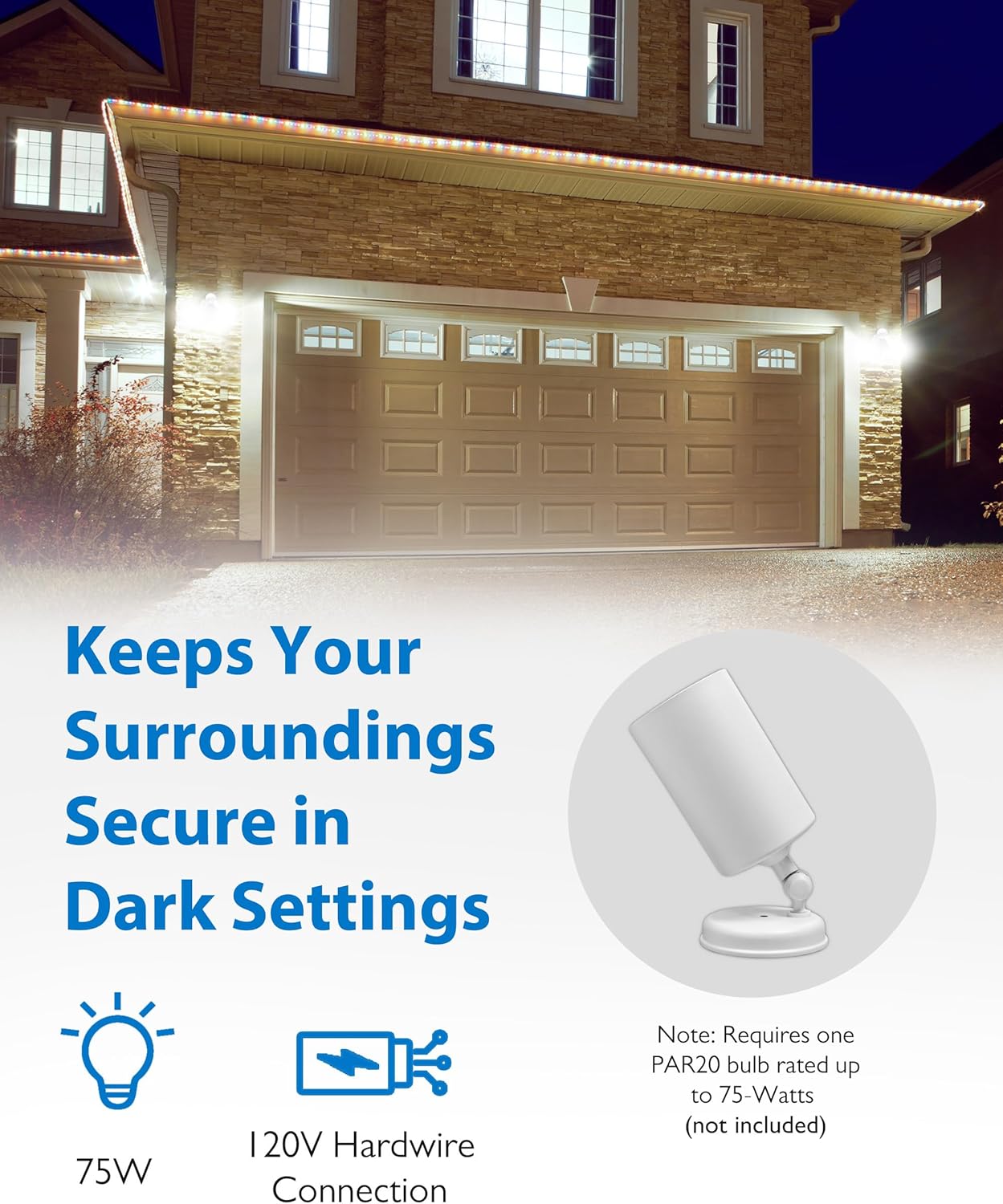 NICOR Lighting 75W White Single Cylinder Adjustable Security Flood Light (11712)