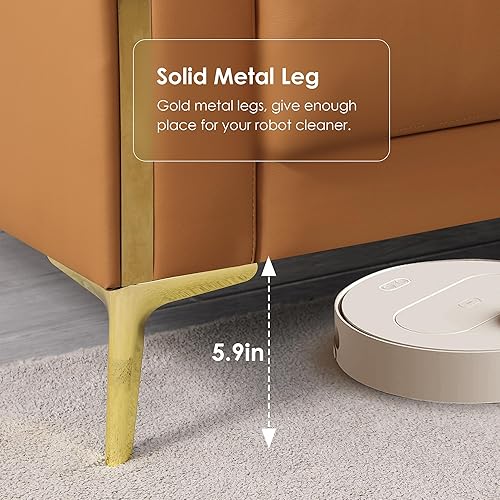 Miniatura 8 de FOTOSOK Sofá de 78 pulgadas, sofás modernos de cuero para sala de estar, cómodo, sofá de piel sintética de 3 plazas con 2 cojines y patas de metal