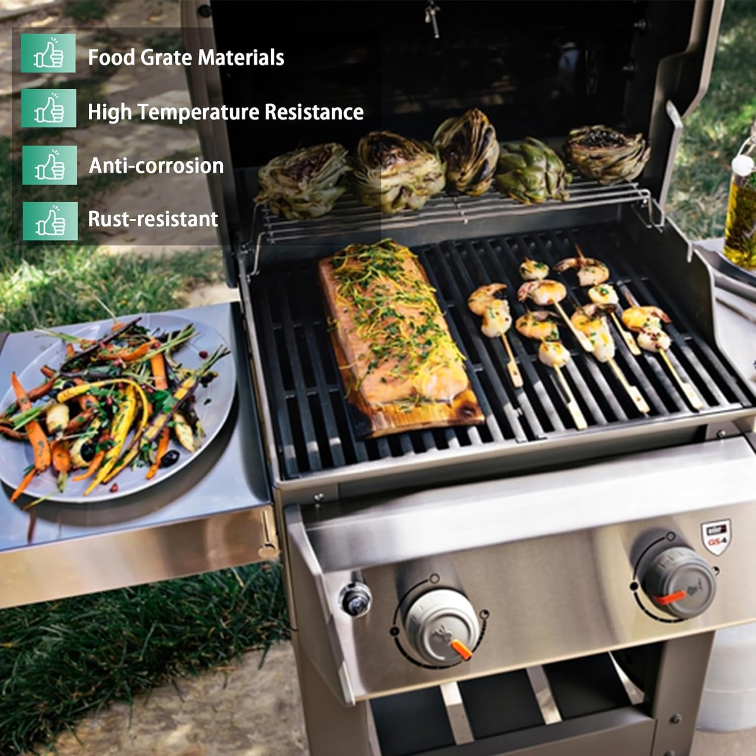 Spirit E-210 7637 Grill Cooking Grates for Weber Spirit e210, 17.5" Grill Grates for Weber Spirit & Spirit II 200 Series E-210 E-215 E-220 S-210 S-215 Spirit II E-210 II E-220 2 Burner 64815 67022