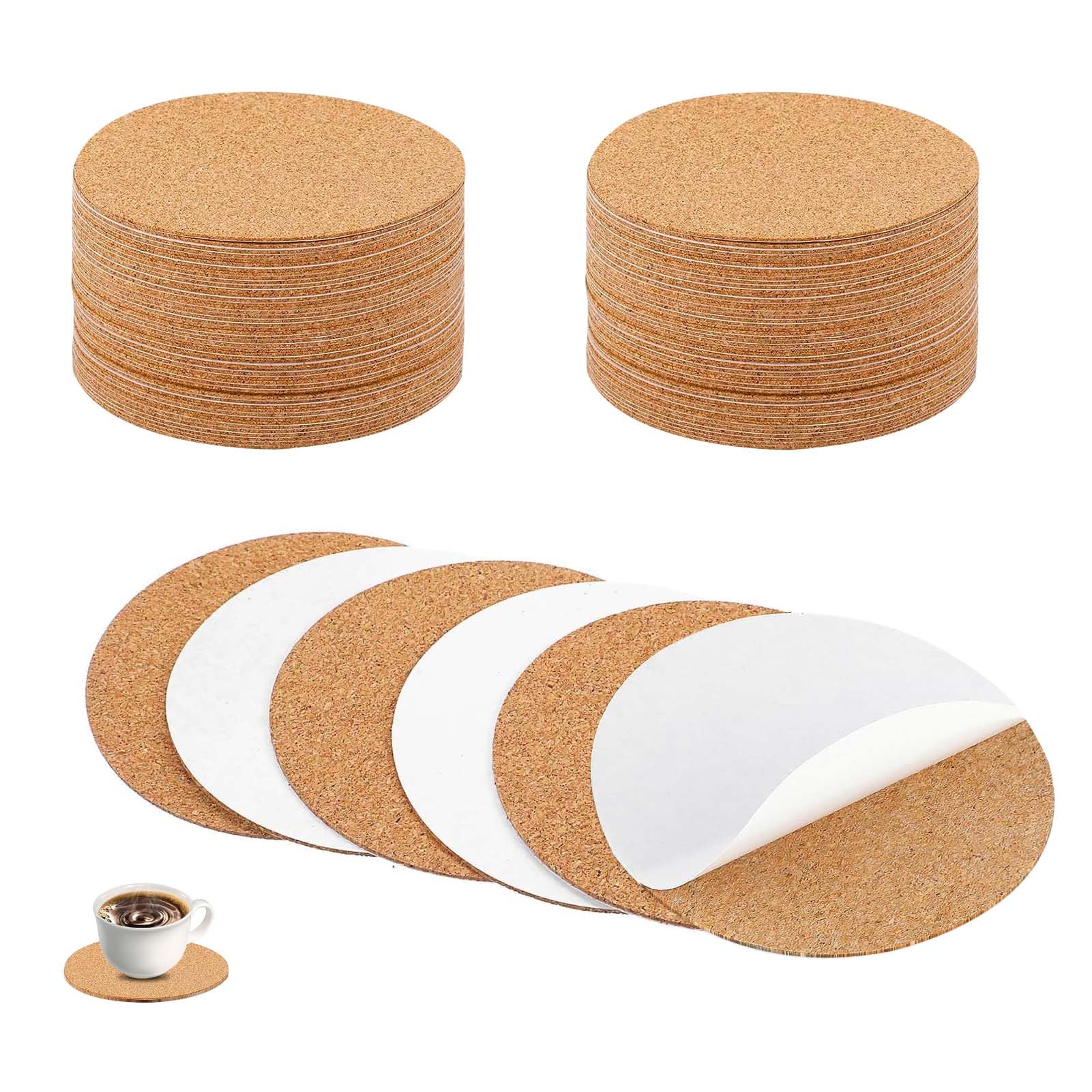 Solbrezeni Brown 50 Pcs Natural Wood Cork Coasters, 8Cm*8Cm*0.1Cm Cork Coasters Round, Drink Mats, Cup Corks, Corks Coaster For Coffee, Coaster For Drinks, For Coffee Cups, Diy Craft Projects, And Home Decor