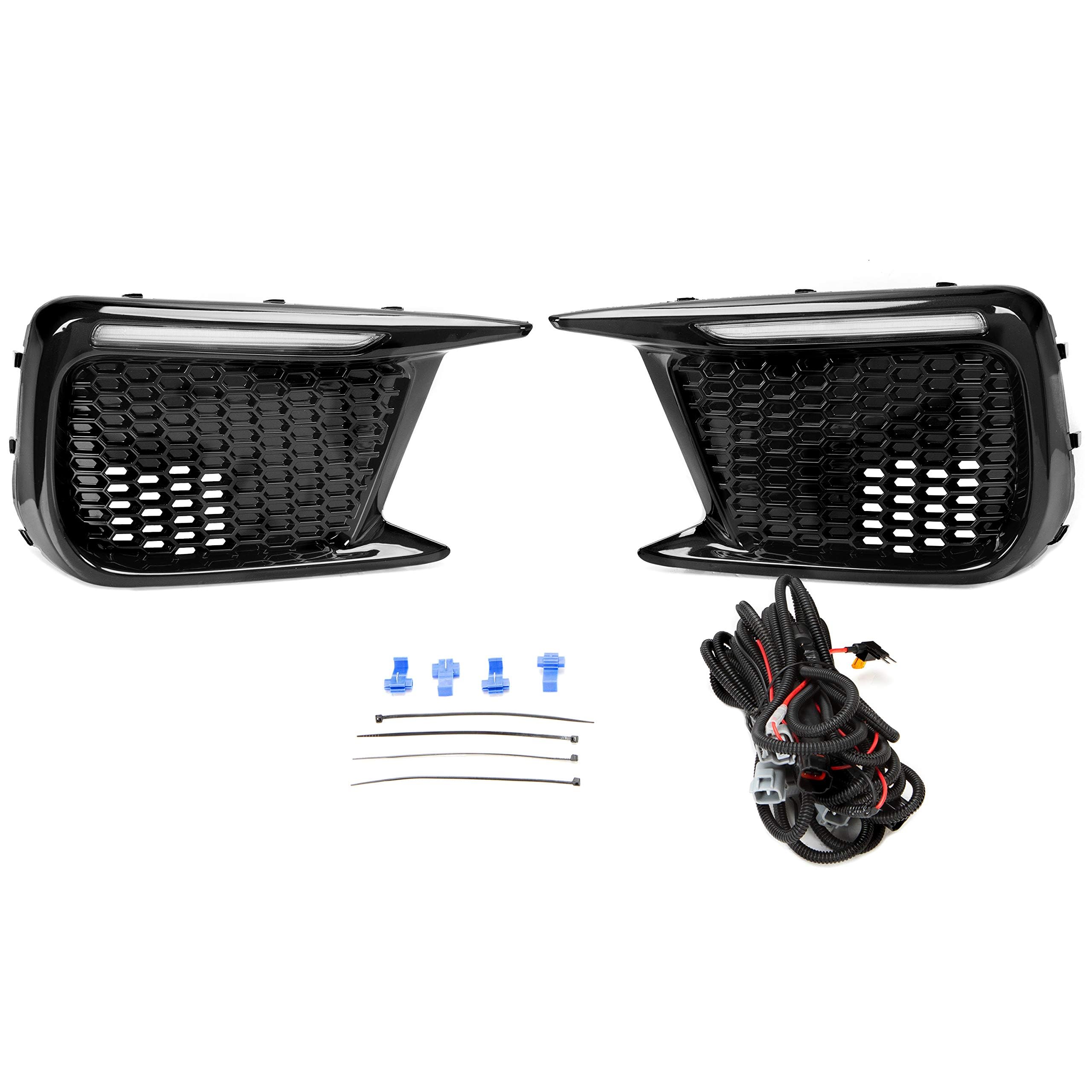 Kojem Fog Light Bezel Cover Compatible with 2018-2021 Subaru WRX STI Fog Lamp Bezel Trim Cover W/LED White DRL & Amber Turn Signal Replacement for 57731VA410 57731VA400