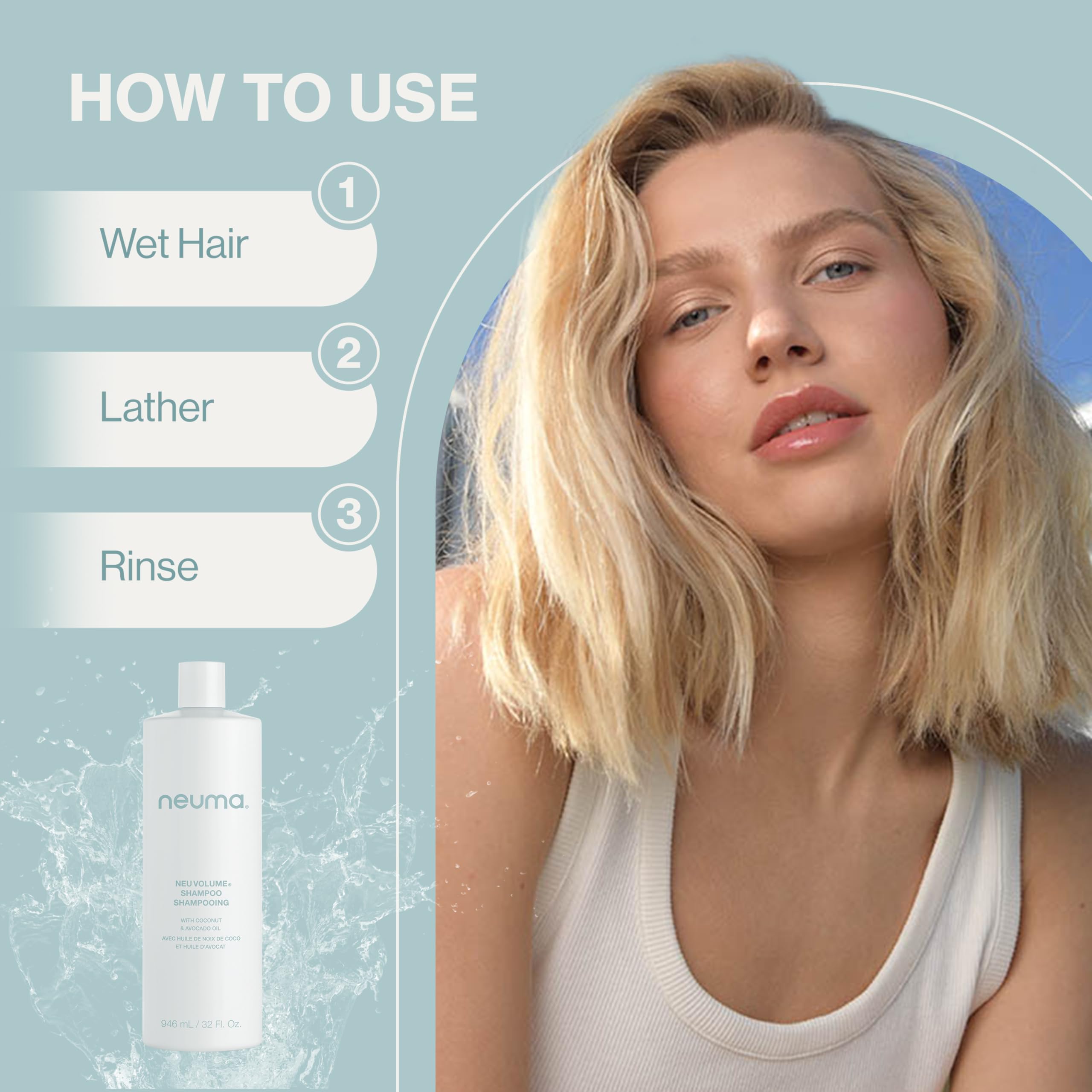 Neuma Neu Volume Shampoo 32 Fl. Oz. Fennel, Ylang Ylang, Patchouli, and Vanilla Scent, Sulfate Free Shampoo
