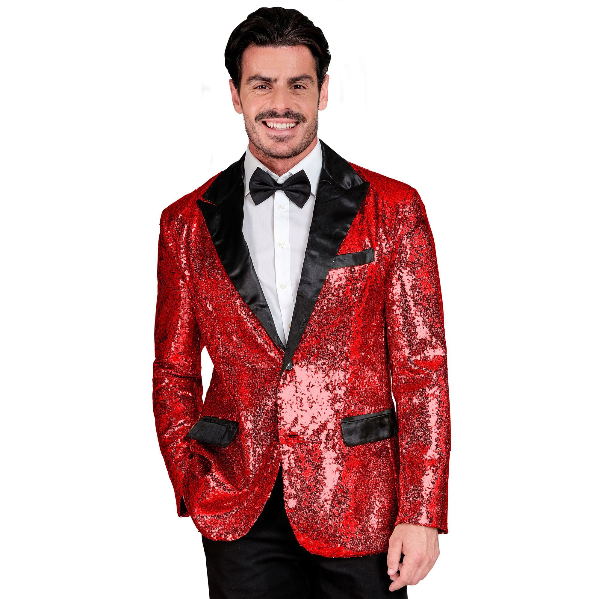W WIDMANN MILANO Party Fashion - Party Fashion Men's Satin Disco Fever Strike Move Sequin Jacket