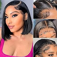 Vista 1 de Peluca Bob de pelo humano 13x4 con encaje frontal para mujeres negras, peluca HD con encaje frontal de pelo humano, sin pegamento, pre-arrancada