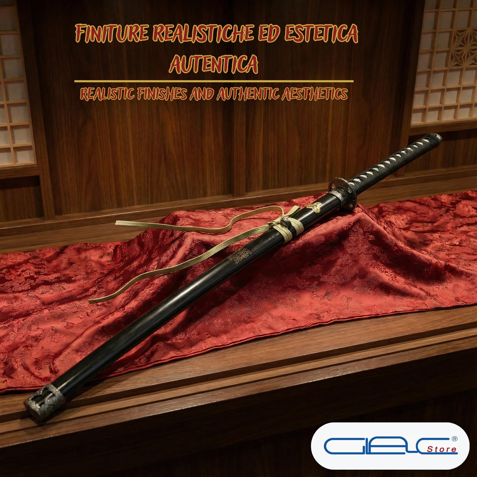 Katana Kill Bill Decorativa con Supporto incluso, Replica Non Affilata da Collezione, Spada Samurai 102 cm, 3 Modelli con Incisioni (Kill Bill 1)