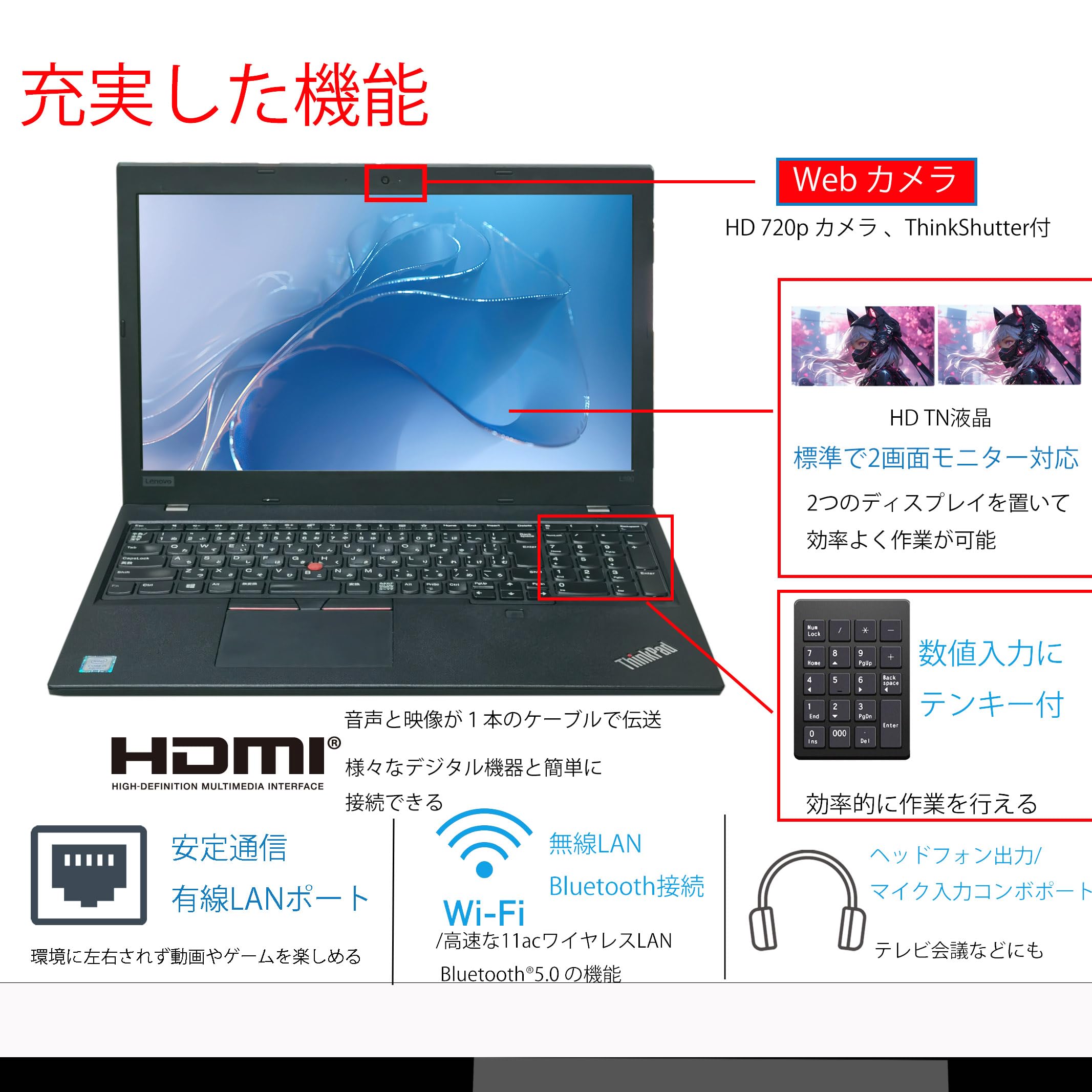 Amazon.co.jp: 【整備済み品】 15.6インチ Webカメラ内蔵 フルHD