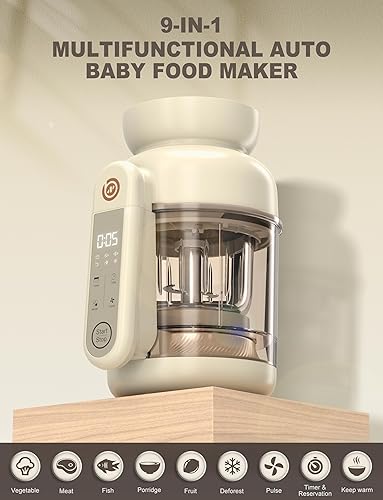 Miniatura 2 de Máquina automática de alimentos para bebés, molinos de alimentos de vidrio para bebés, licuadora y vaporera y máquina de puré con cocción