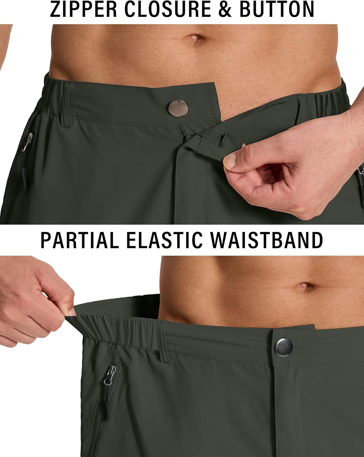 Mens Hiking Cargo Shorts with 6 Zipper Pockets 9" Quick-Dry Lightweight Short for Golf Casual Fishing - Image 4