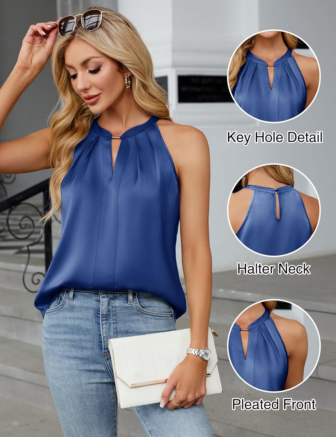 Blooming Jelly Womens Summer Tank Tops Satin Business Dressy Casual Blouses Sleeveless Halter Trendy Work Shirts 2026 - Image 4