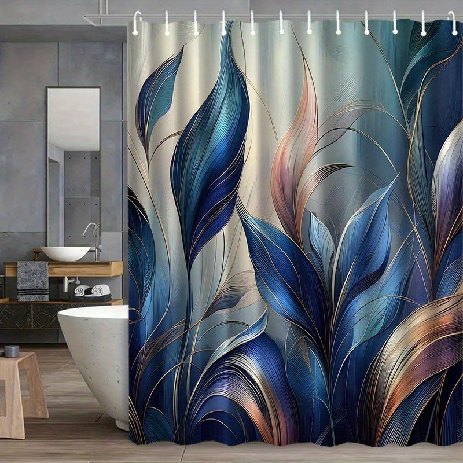 GLKSDLPO Modern Leaf Botanical Shower Curtain Suitable For Bath - Leaf Pattern, Textured Machine Washable Bath Partition Bathroom Decor(120x200cm/47x79in(WxH)