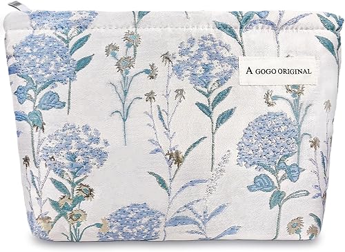 Miniatura 1 de STARDW Bolsas de cosméticos de flores para mujeres y niñas, bolsa de maquillaje de viaje, bolsa de maquillaje de lona de gran capacidad, bolsa