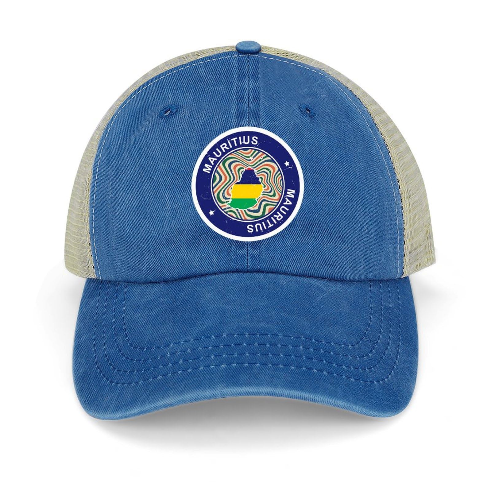 Yelolyio Unisex Dark Blue Outdoor Cap Men's Mesh Back Ballcap Mauritius Flag Map Cotton Caps Mauritius Caps Baseball Caps Fishing Hats Mesh Caps Outdoor Sports Caps