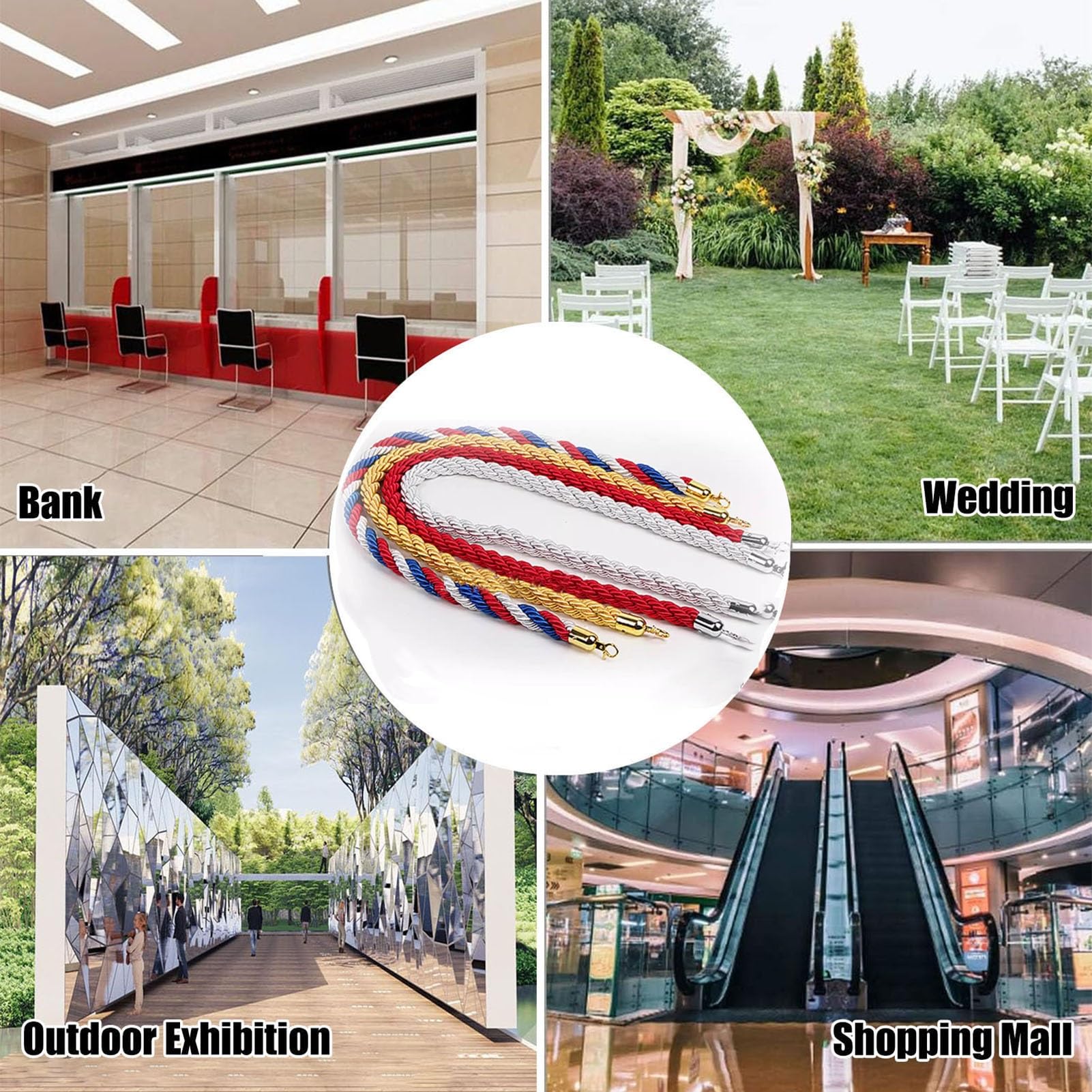 2.5m Giallo Twisted Hemp Ro 2Piece Set di Coda ment Stanch Ros per Eventi Hotel & Film Set VIP Cords