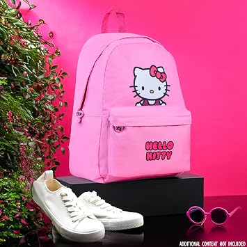 Hello Kitty Girls Backpack with Zipped Front Pocket, Adjustable Strap For School