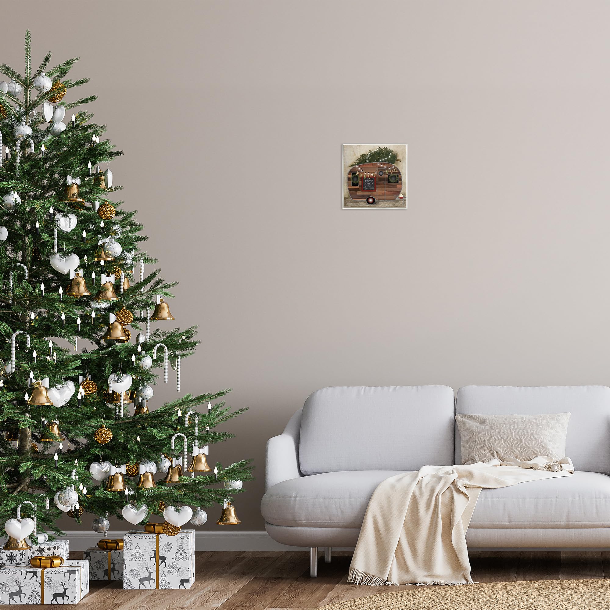 Stupell Home Décor Happy Camper At Christmas Wall Plaque Art, 12 x 0.5 x 12, Proudly Made in USA
