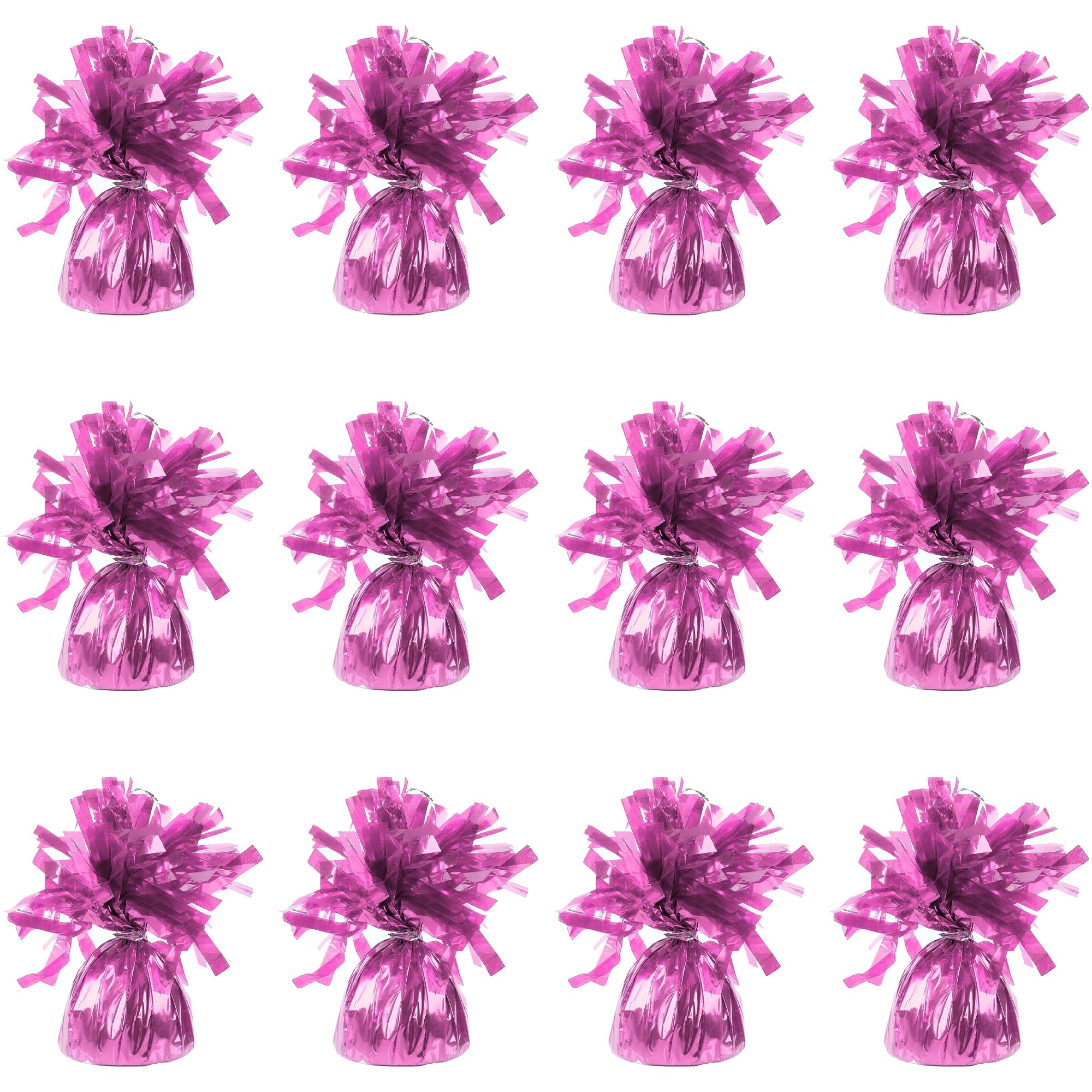 Foil Balloon Weights for Helium Balloons in Baby Pink Foil - 12x 160g Heavy Balloon Weights Birthday Party Wedding Celebration Décor with Tassles