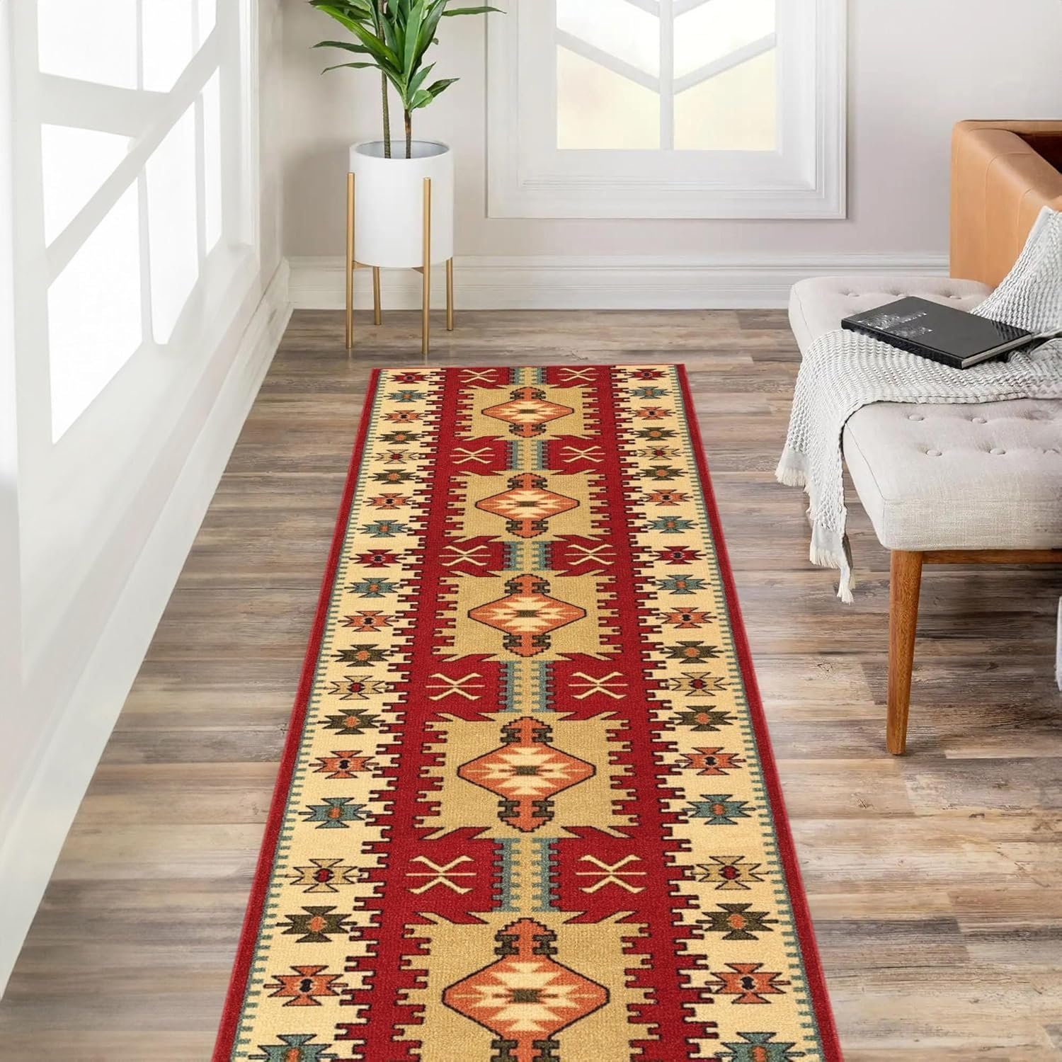 Alfombra de cocina lavable vintage y alfombra para pasillo estrecho con base antideslizante