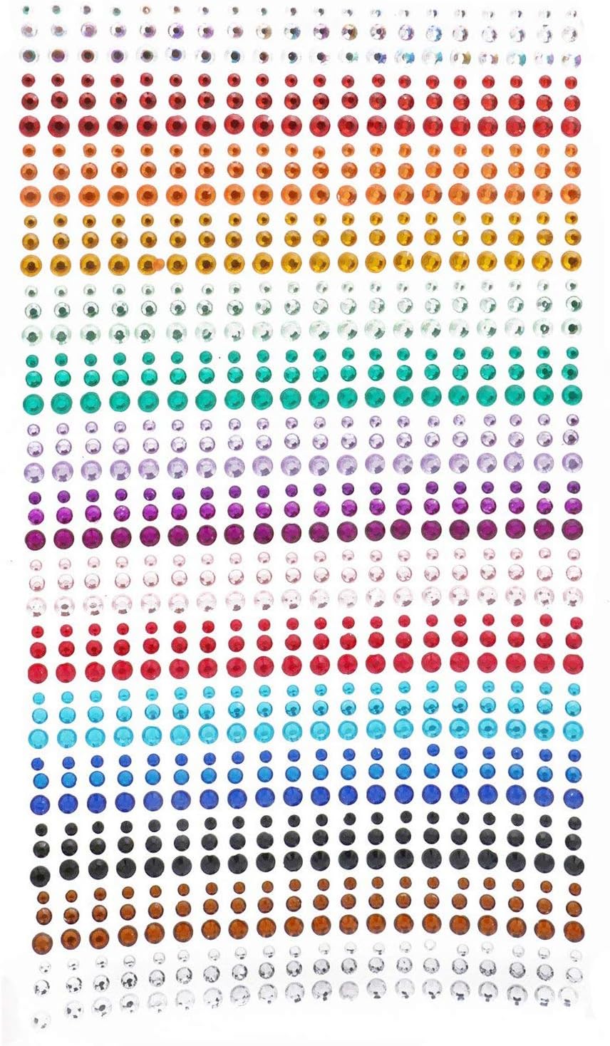 Self-Adhesive Rhinestone Stickers,15 Colors 900pcs,DIY Face Gems Body Stickers Nail Makeup 3mm 4mm 5mm Festival Carnival Embellishments for Crafts