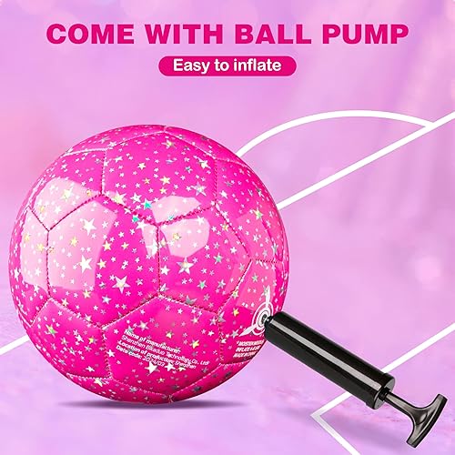 Miniatura 7 de Balón de fútbol tamaño 4, bolas de fútbol con estrellas brillantes con purpurina para niños y niñas, niños de 5-7, 8-12, regalo al aire libre,