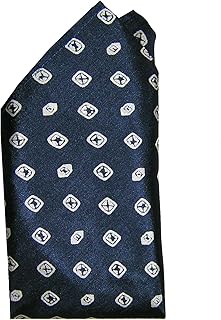 DECO PRINT NAVY Silk Pocket Square - Full-Sized 16